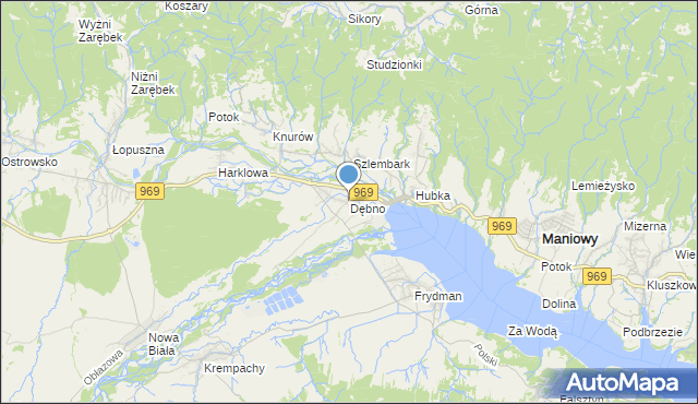 mapa Dębno, Dębno gmina Nowy Targ na mapie Targeo
